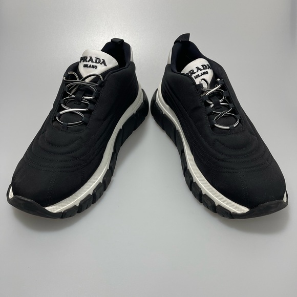 Prada Black Logo Sneakers EU 38.5/US 8.5 $1050. - Picture 1 of 9